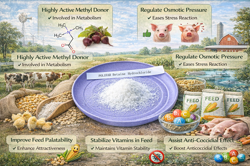 Vai tr&ograve; cốt l&otilde;i của betaine trong phụ gia thức ăn chăn nu&ocirc;i